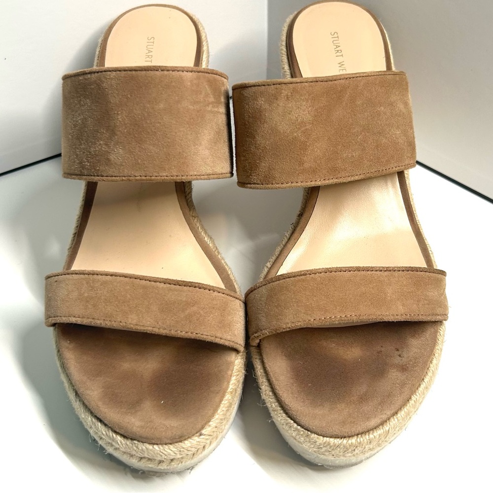 Stuart Weitzman Women's‎ Nude Wedge Sandals with Rope Sole in Size 9